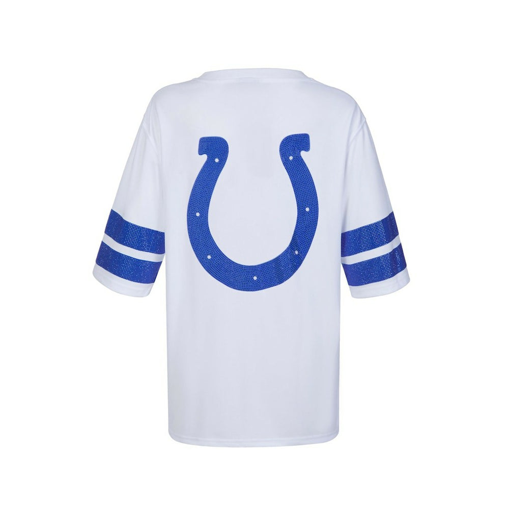 Indianapolis Colts Cuce Women's Rhinestone V-Neck Tunic White