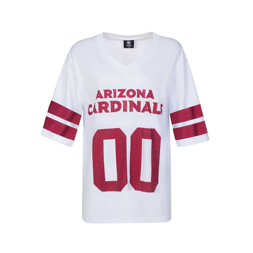Arizona Cardinals Cuce Women's Rhinestone V-Neck Tunic White