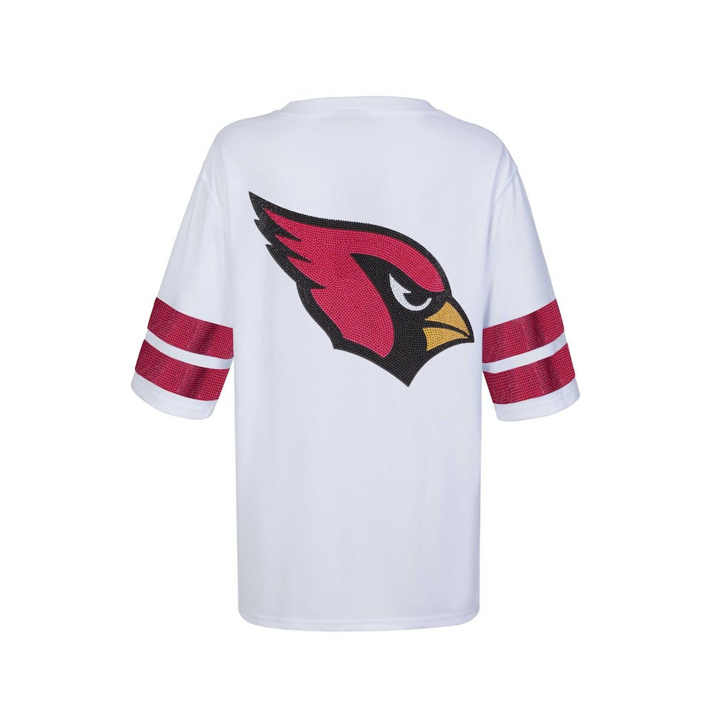 Arizona Cardinals Cuce Women's Rhinestone V-Neck Tunic White