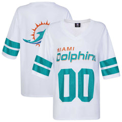 Miami Dolphins Cuce Women's Rhinestone V-Neck Tunic White