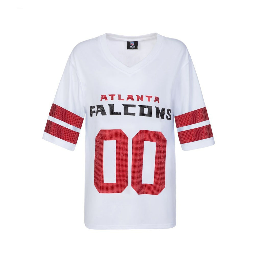 Atlanta Falcons Cuce Women's Rhinestone V-Neck Tunic White