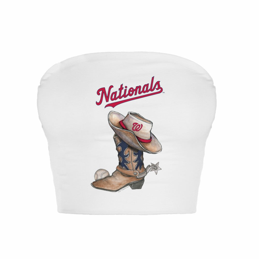 Washington Nationals Tiny Turnip Women's Cowboy Boot Crop Tube Top - White - MLB Discount