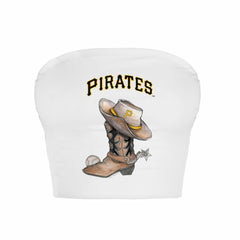 Pittsburgh Pirates Tiny Turnip Women's Cowboy Boot Crop Tube Top - White - MLB Online