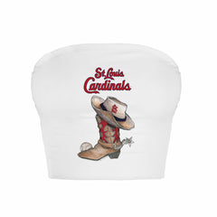St. Louis Cardinals Tiny Turnip Women's Cowboy Boot Crop Tube Top - White - MLB Discount