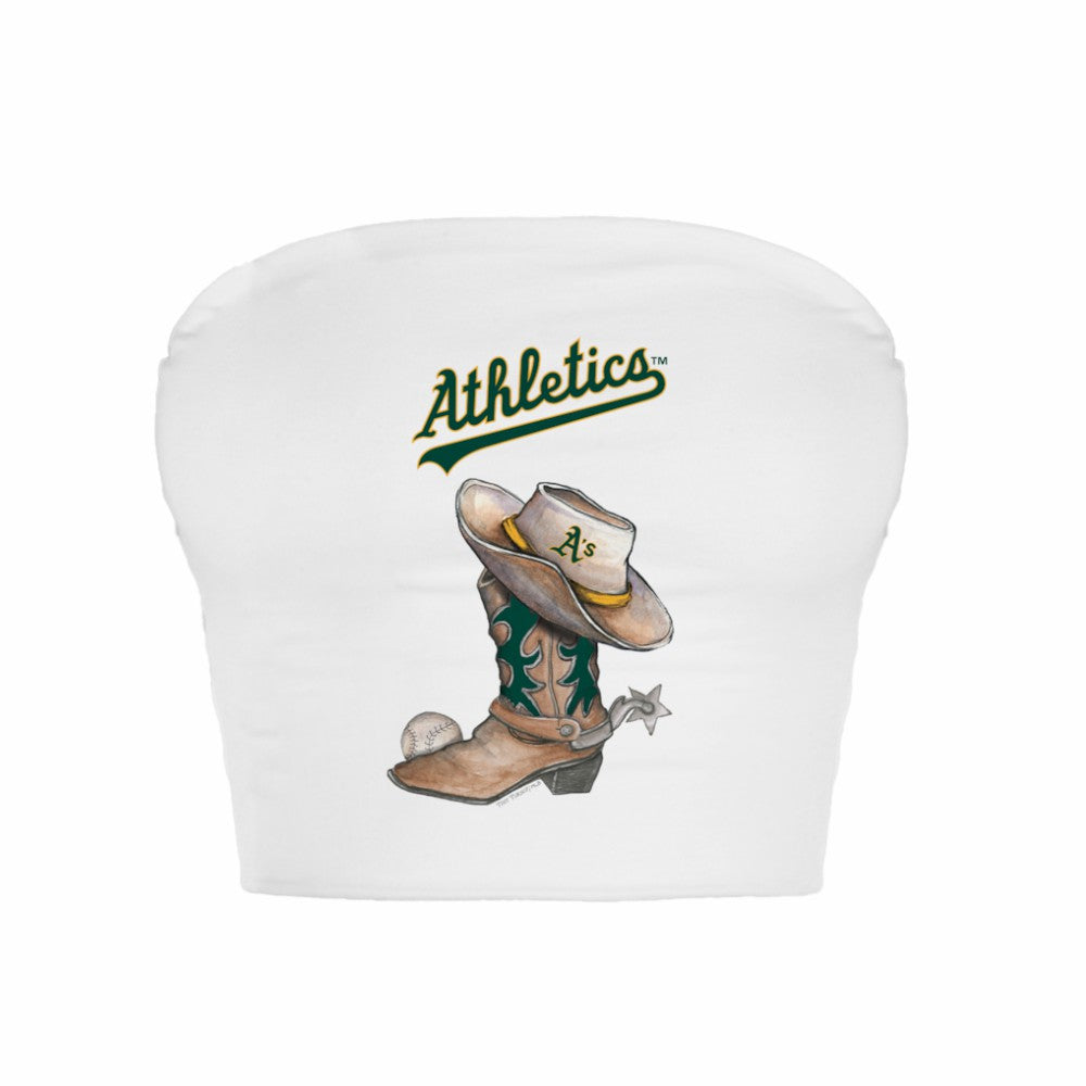 Athletics Tiny Turnip Women's Cowboy Boot Crop Tube Top - White - MLB on Sale