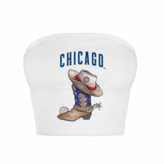 Chicago Cubs Tiny Turnip Women's Cowboy Boot Crop Tube Top - White - MLB Online