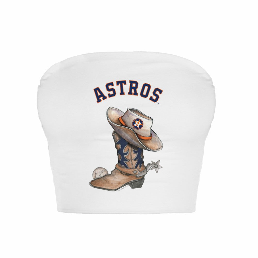 Houston Astros Tiny Turnip Women's Cowboy Boot Crop Tube Top - White - MLB Discount