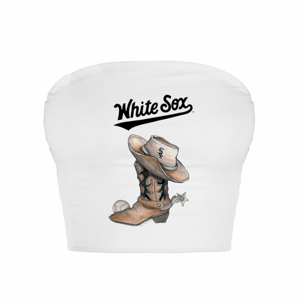 Chicago White Sox Tiny Turnip Women's Cowboy Boot Crop Tube Top - White - MLB Lifestyle