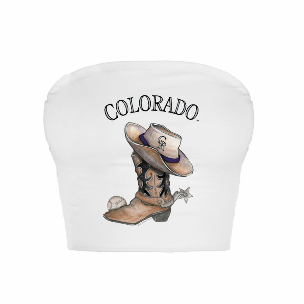Colorado Rockies Tiny Turnip Women's Cowboy Boot Crop Tube Top - White - MLB Online