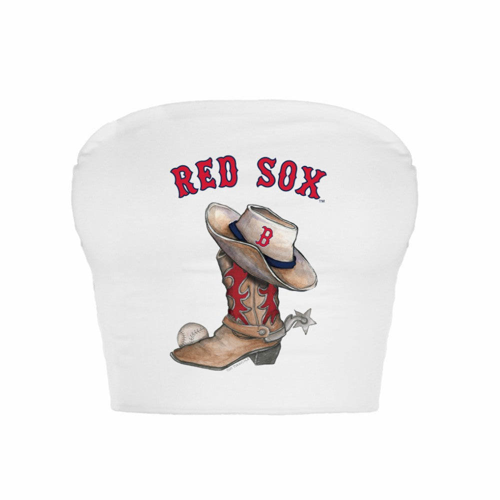 Boston Red Sox Tiny Turnip Women's Cowboy Boot Crop Tube Top - White - MLB Lifestyle