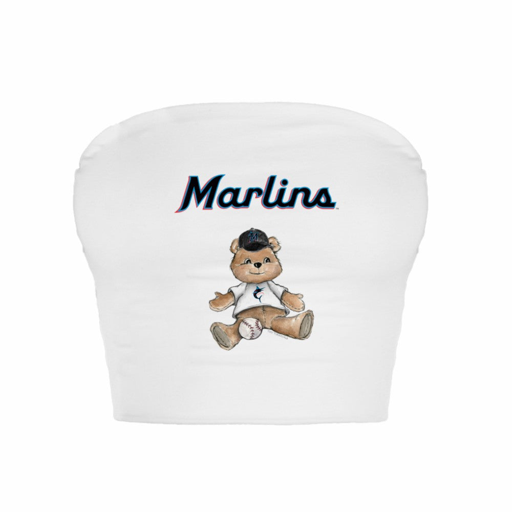 Miami Marlins Tiny Turnip Women's Teddy Bear Crop Tube Top - White - MLB Lifestyle