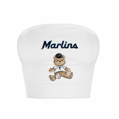 Miami Marlins Tiny Turnip Women's Teddy Bear Crop Tube Top - White - MLB Lifestyle