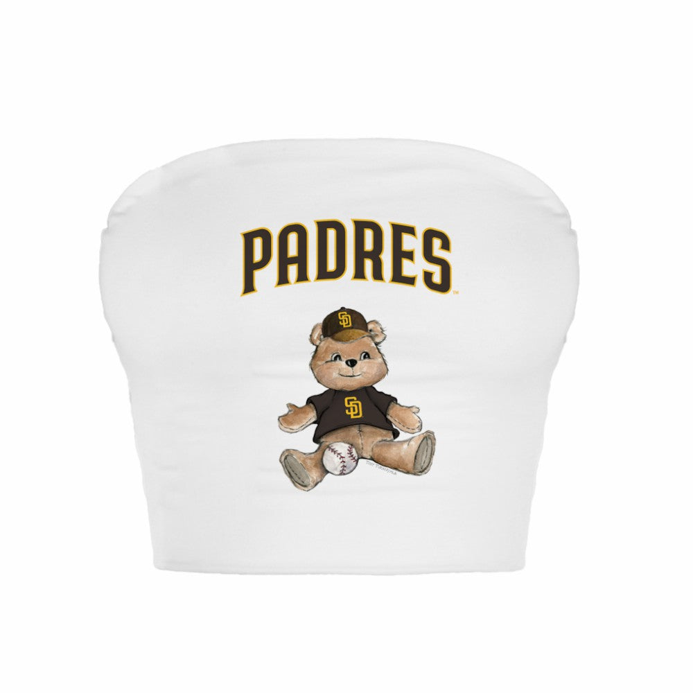 San Diego Padres Tiny Turnip Women's Teddy Bear Crop Tube Top - White - MLB Online