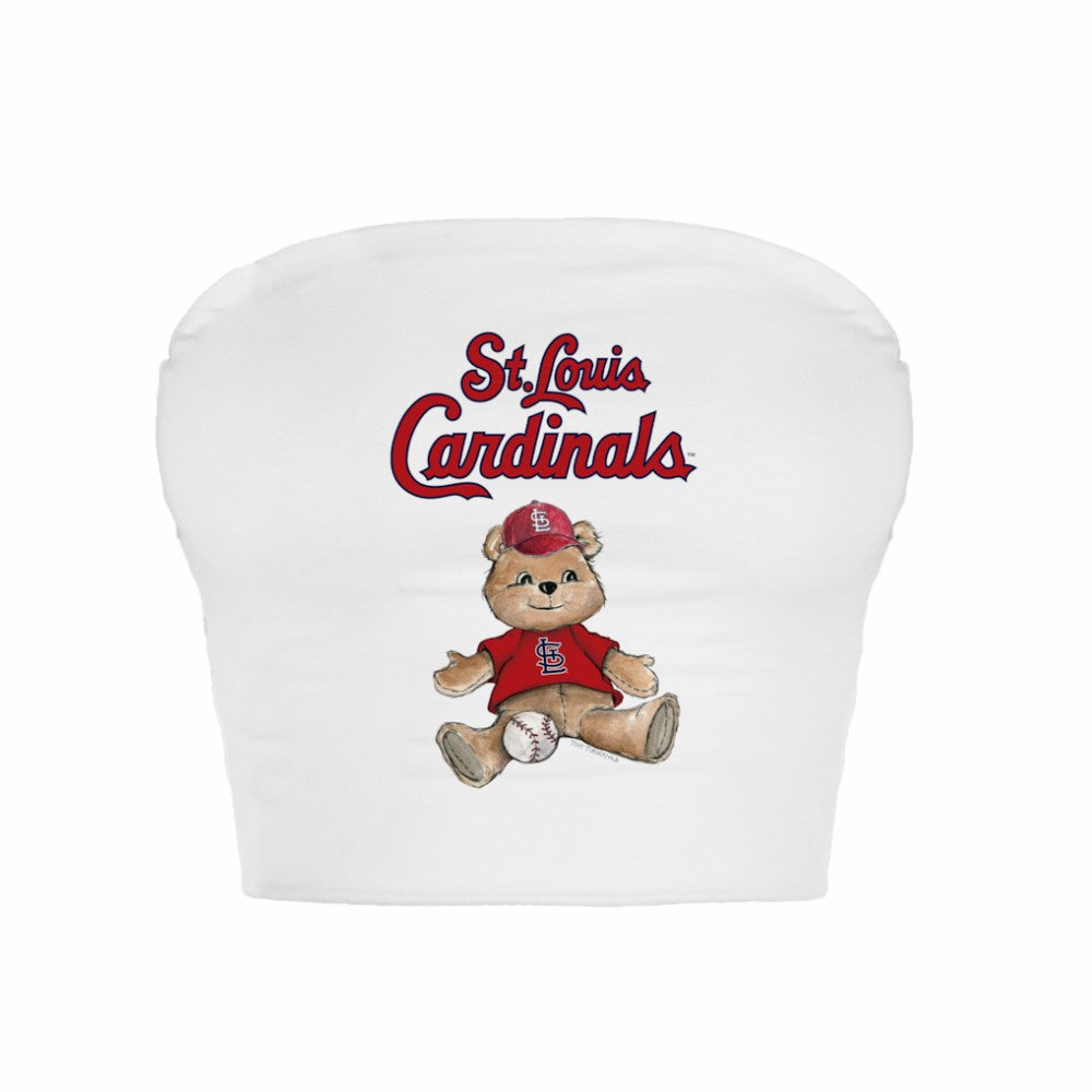 St. Louis Cardinals Tiny Turnip Women's Teddy Bear Crop Tube Top - White - MLB Lifestyle