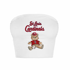 St. Louis Cardinals Tiny Turnip Women's Teddy Bear Crop Tube Top - White - MLB Lifestyle