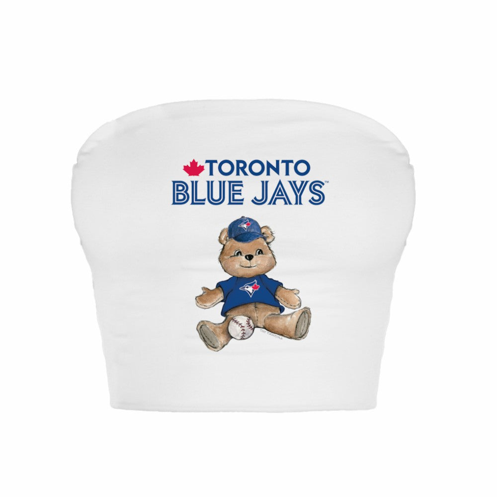 Toronto Blue Jays Tiny Turnip Women's Teddy Bear Crop Tube Top - White - MLB Lifestyle