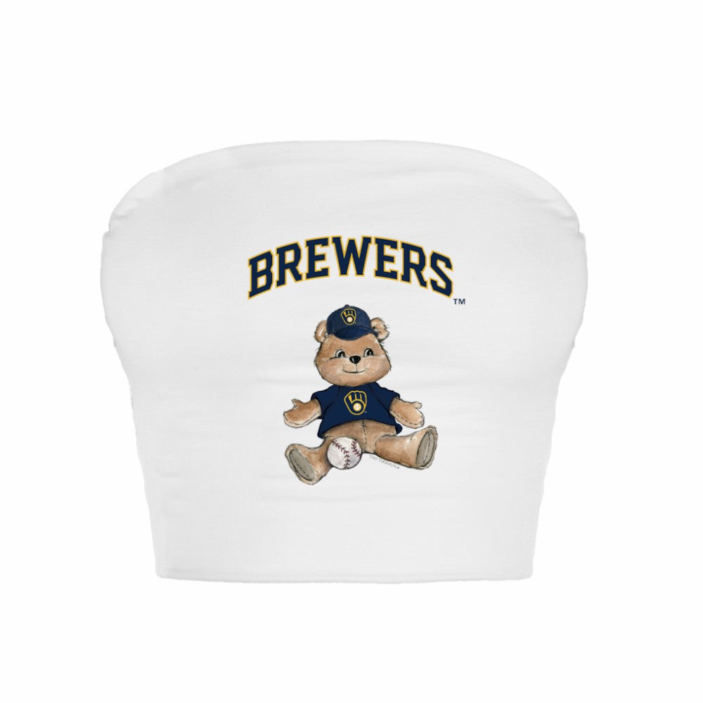 Milwaukee Brewers Tiny Turnip Women's Teddy Bear Crop Tube Top - White - MLB Online