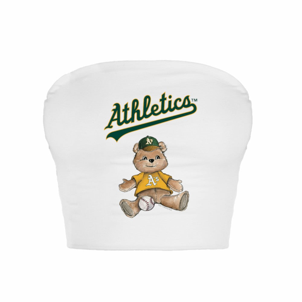 Athletics Tiny Turnip Women's Teddy Bear Crop Tube Top - White - MLB on Sale
