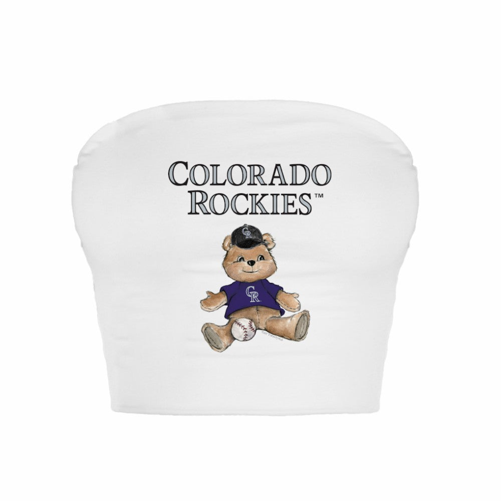 Colorado Rockies Tiny Turnip Women's Teddy Bear Crop Tube Top - White - MLB on Sale