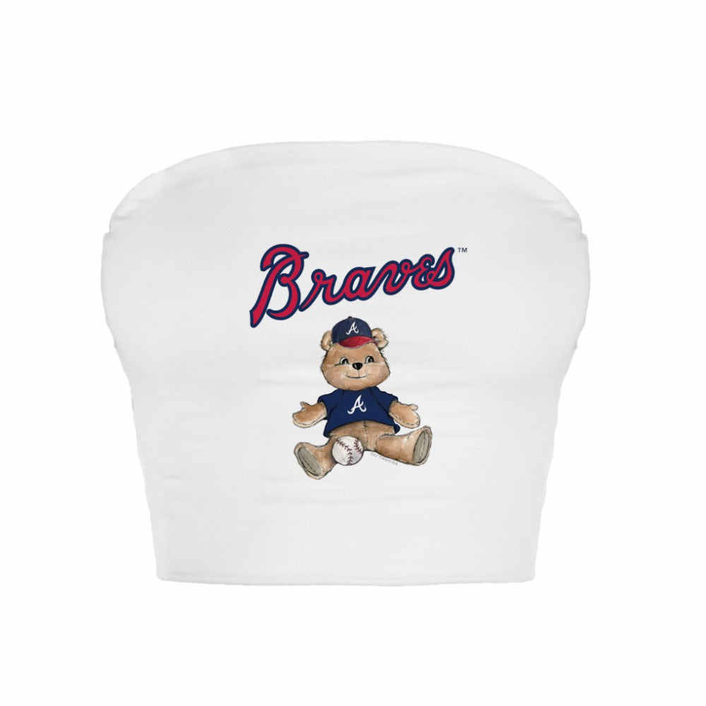 Atlanta Braves Tiny Turnip Women's Teddy Bear Crop Tube Top - White - MLB Discount