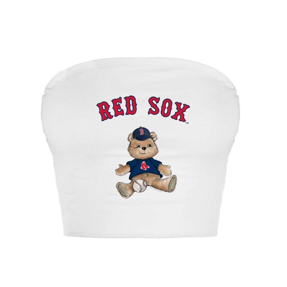 Boston Red Sox Tiny Turnip Women's Teddy Bear Crop Tube Top - White - MLB on Sale