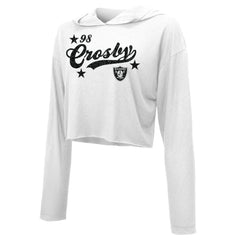 Maxx Crosby Las Vegas Raiders Majestic Threads Women's Glitter Wordmark Hoodie White