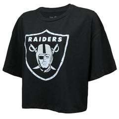 Maxx Crosby Las Vegas Raiders Majestic Threads Women's Swarovski Crystals Boxy Cropped Name & Number T-Shirt Black