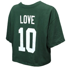 Jordan Love Green Bay Packers Majestic Threads Women's Swarovski Crystals Boxy Cropped Name & Number T-Shirt Green