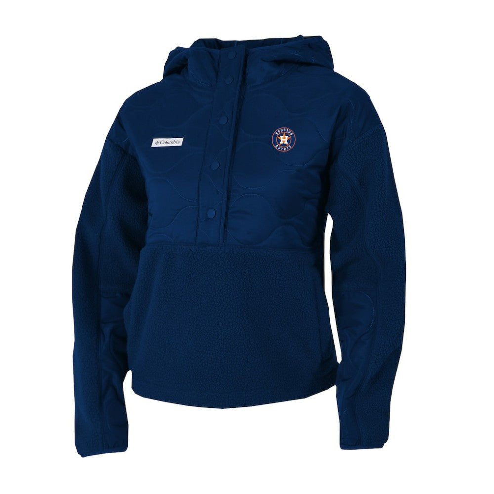 Houston Astros Columbia Women's Cloud Point Hooded Fleece Half-Snap Pullover Jacket - Navy - Columbia Sale