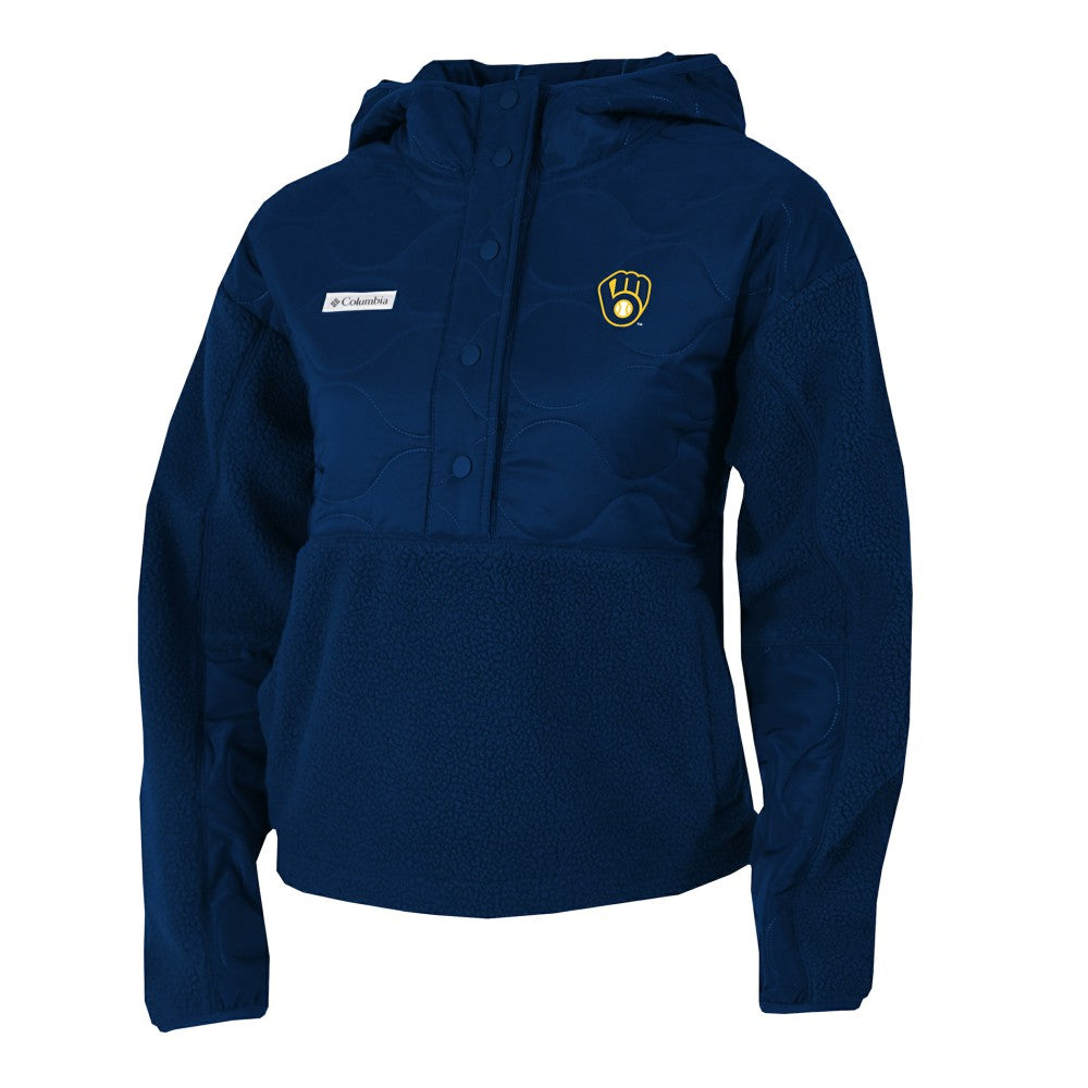 Milwaukee Brewers Columbia Women's Cloud Point Hooded Fleece Half-Snap Pullover Jacket - Navy - Columbia Online