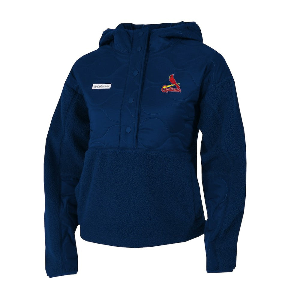 St. Louis Cardinals Columbia Women's Cloud Point Hooded Fleece Half-Snap Pullover Jacket - Navy - Columbia Discount