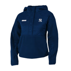 New York Yankees Columbia Women's Cloud Point Hooded Fleece Half-Snap Pullover Jacket - Navy - Columbia Sale