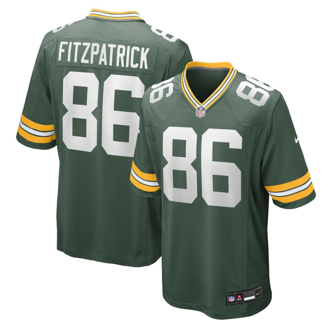 Nike John FitzPatrick Green Bay Packers Team Game Jersey Green