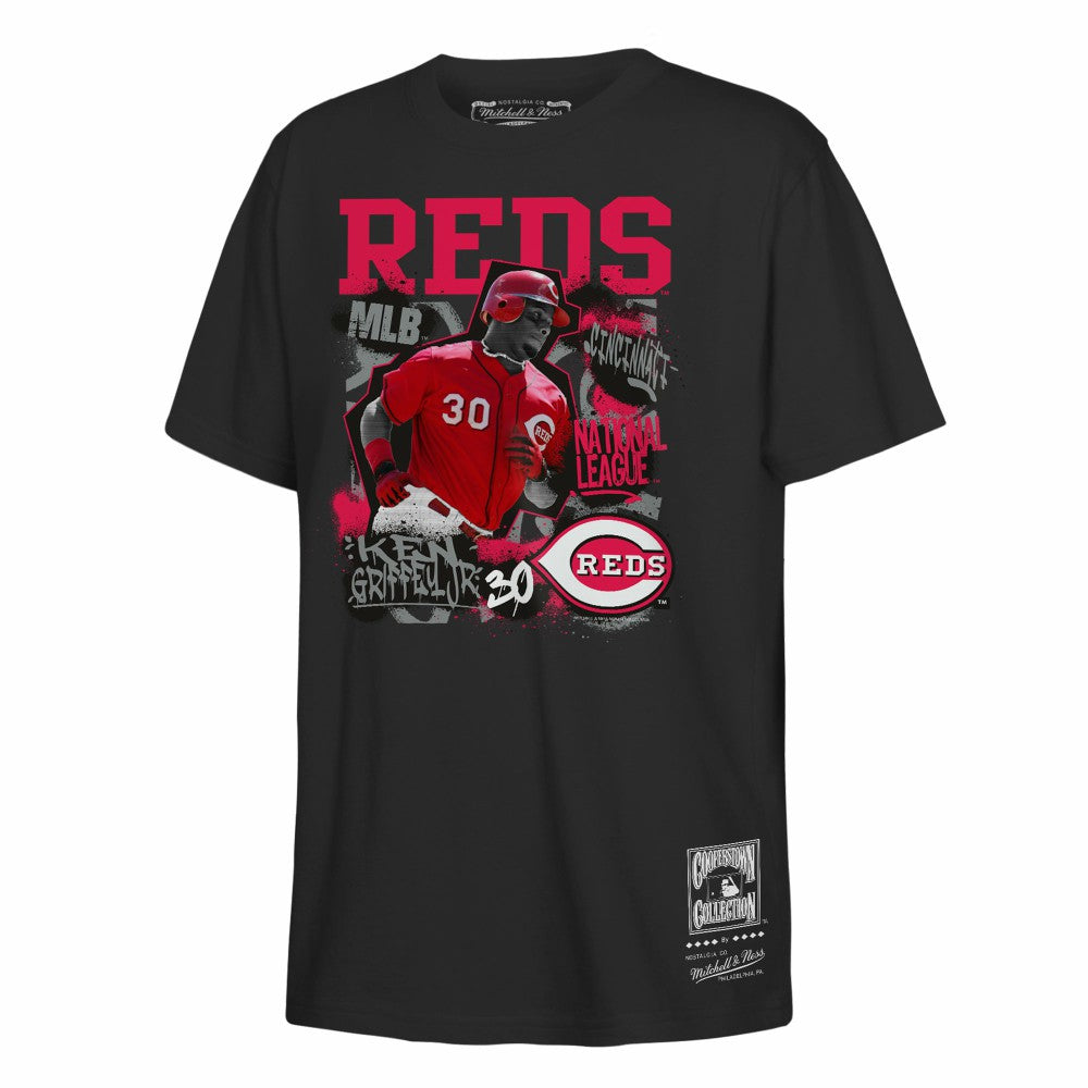 Ken Griffey Jr. Cincinnati Reds Mitchell & Ness Youth Cooperstown Star Moment T-Shirt - Black - Mitchell & Ness on Sale