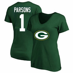 Fanatics Micah Parsons Green Bay Packers Women's Plus Size Name & Number V-Neck T-Shirt Green
