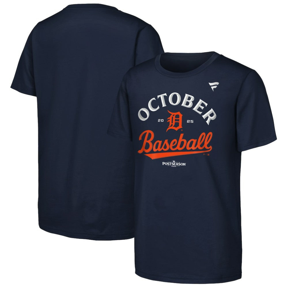Detroit Tigers Fanatics Youth 2025 MLB Postseason Locker Room T-Shirt - Navy - Fanatics on Sale