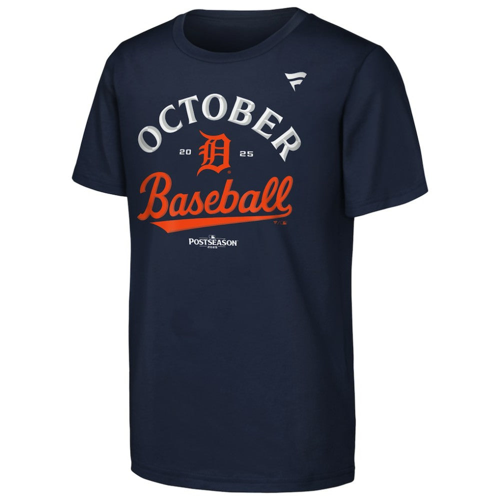 Detroit Tigers Fanatics Youth 2025 MLB Postseason Locker Room T-Shirt - Navy - Fanatics on Sale