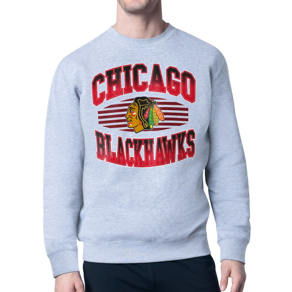 Chicago Blackhawks Starter Team Grit Graphic Fleece Pullover Sweatshirt - Gray - NHL 203448430