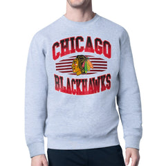 Chicago Blackhawks Starter Team Grit Graphic Fleece Pullover Sweatshirt - Gray - NHL 203448430