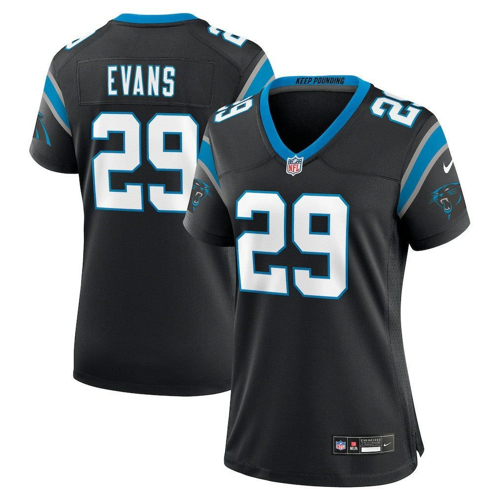 Nike Akayleb Evans Carolina Panthers Women's Team Game Jersey Black