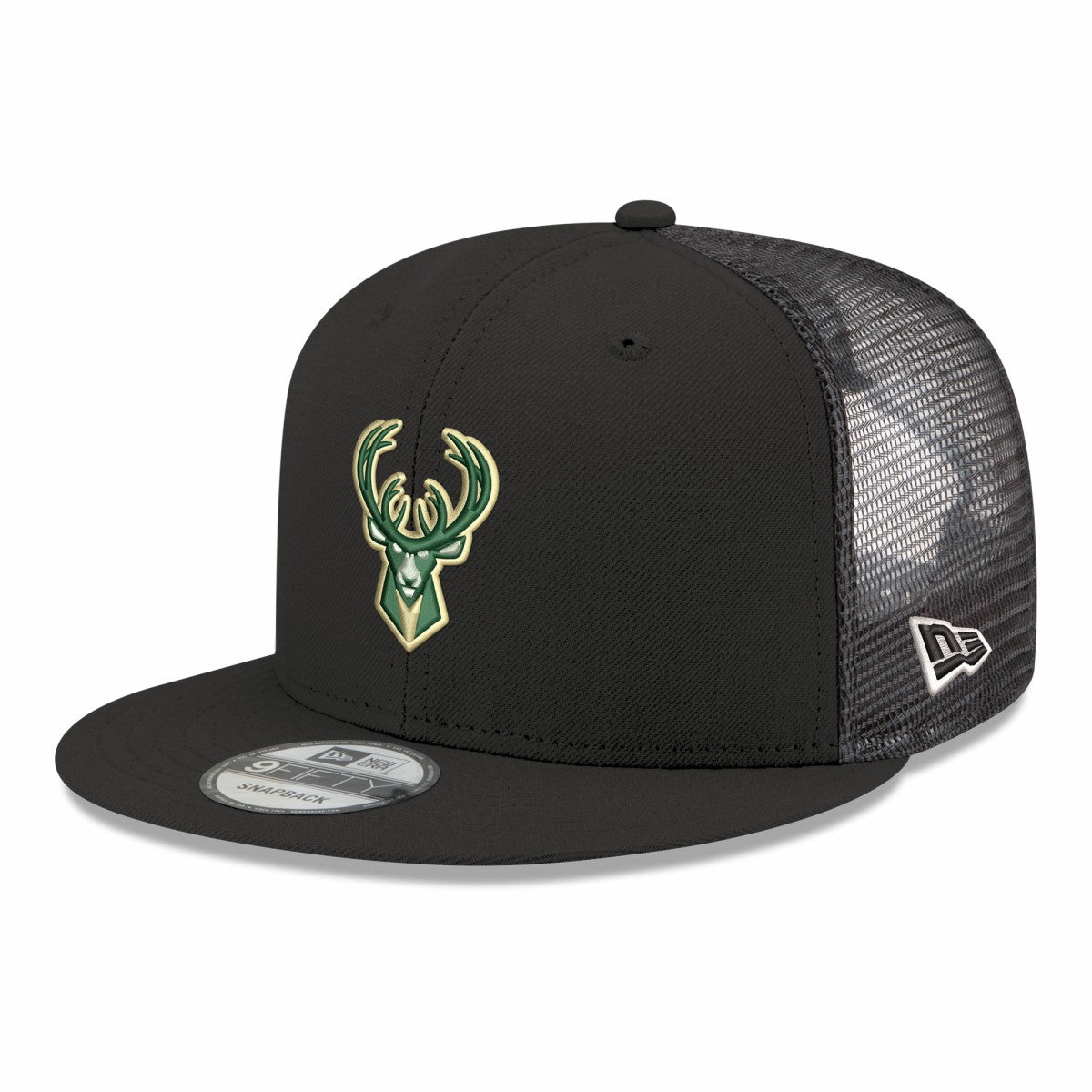 Milwaukee Bucks Core Logo Meshback 9FIFTY Snapback Hat Black | New Era online