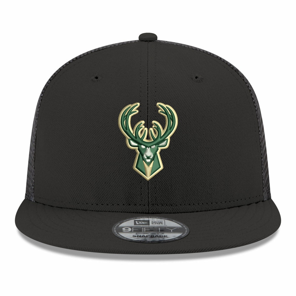 Milwaukee Bucks Core Logo Meshback 9FIFTY Snapback Hat Black | New Era online