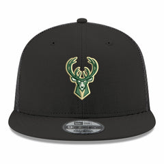 Milwaukee Bucks Core Logo Meshback 9FIFTY Snapback Hat Black | New Era online