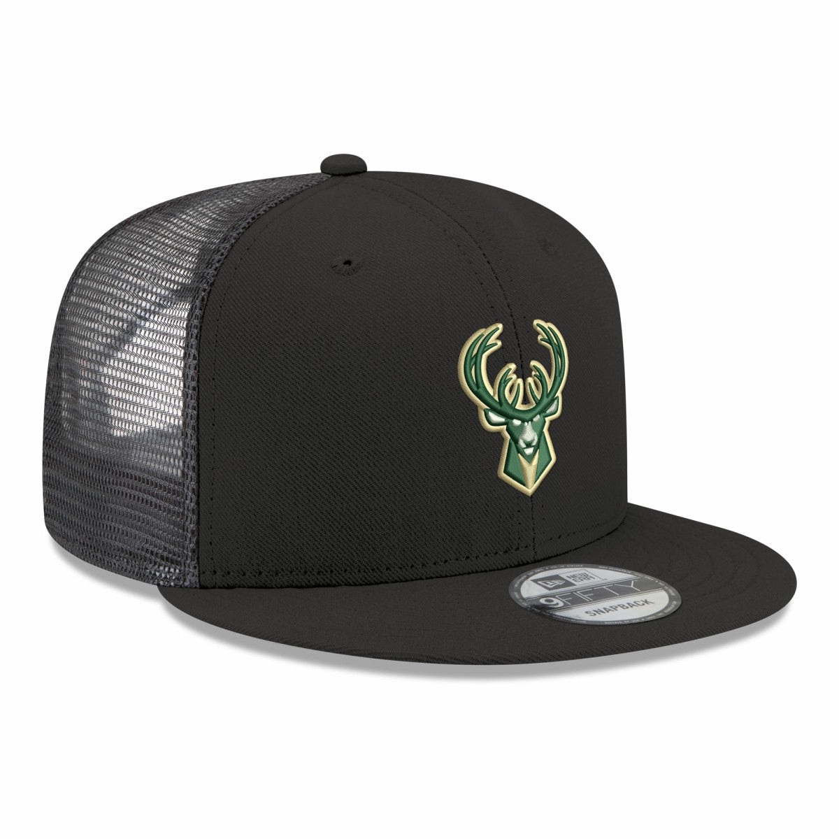 Milwaukee Bucks Core Logo Meshback 9FIFTY Snapback Hat Black | New Era online