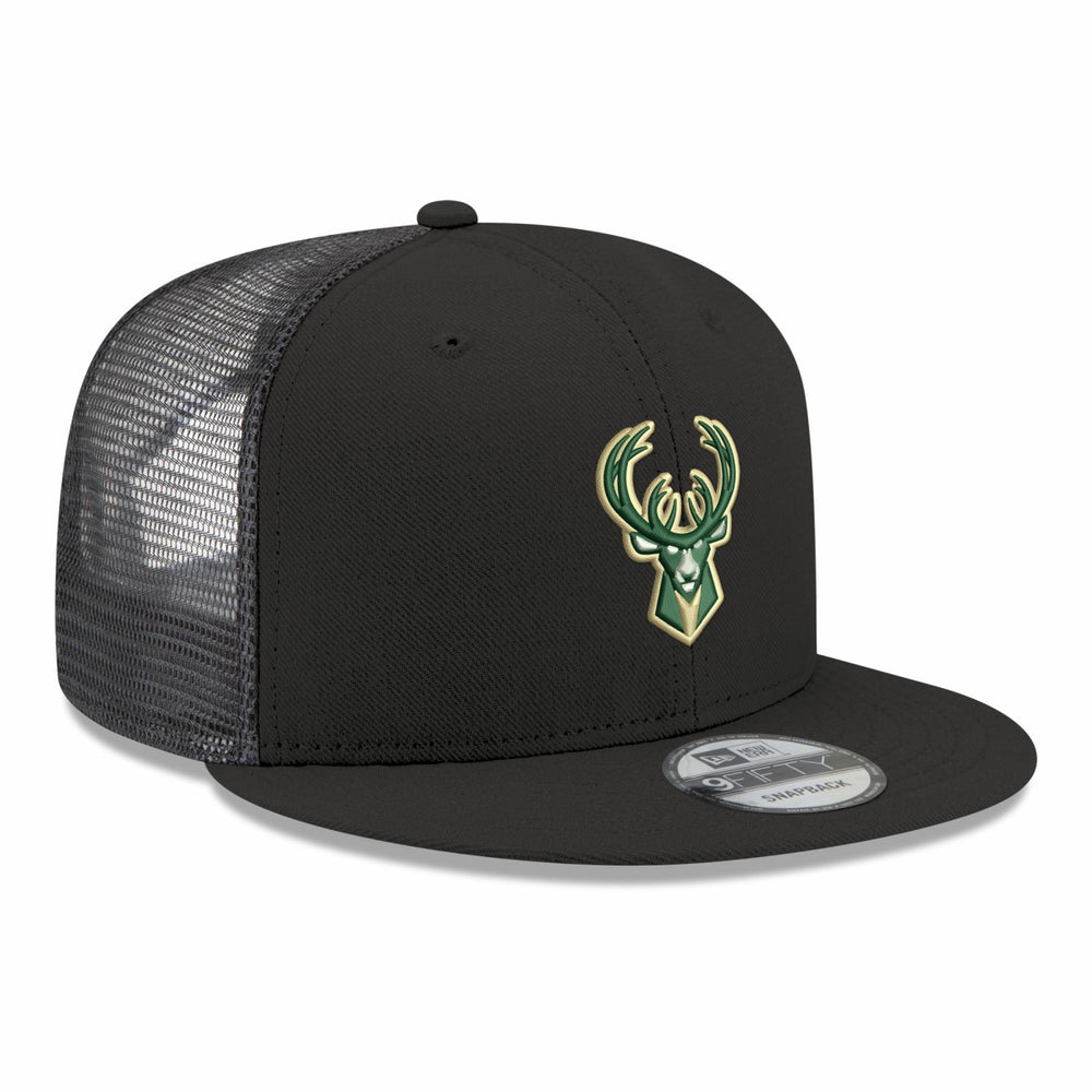 Milwaukee Bucks Core Logo Meshback 9FIFTY Snapback Hat Black | New Era online