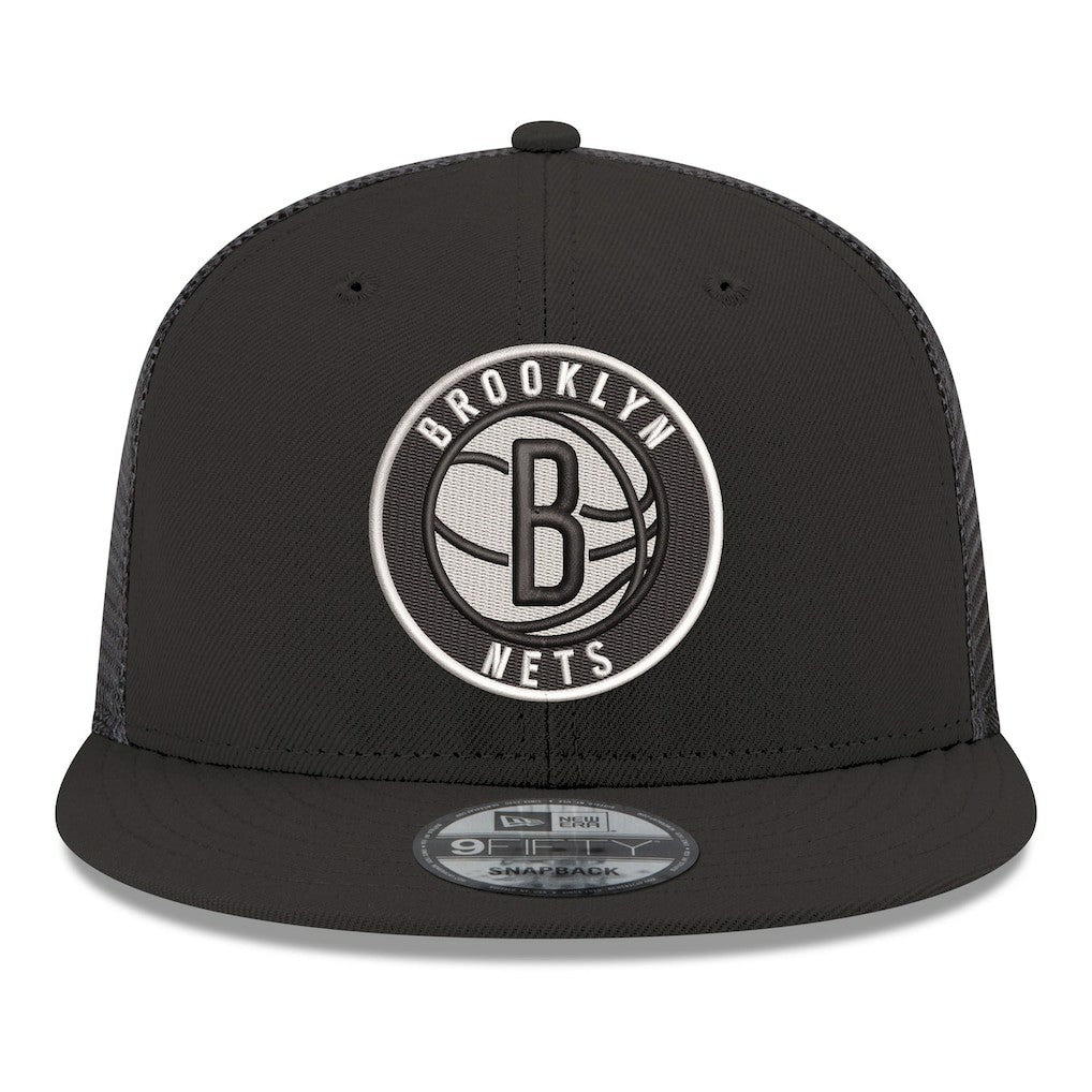 Brooklyn Nets Core Logo Meshback 9FIFTY Snapback Hat Black | New Era Lifestyle