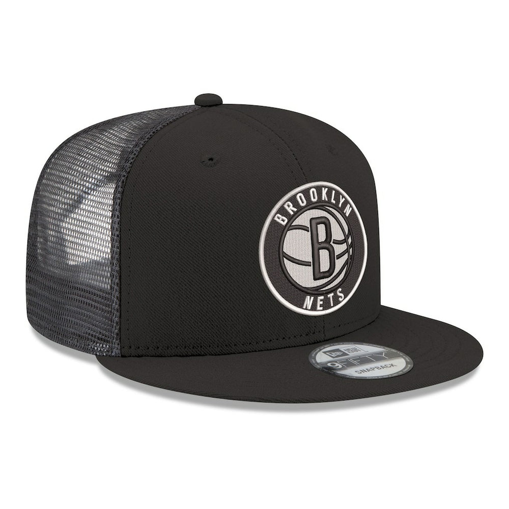 Brooklyn Nets Core Logo Meshback 9FIFTY Snapback Hat Black | New Era Lifestyle