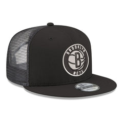 Brooklyn Nets Core Logo Meshback 9FIFTY Snapback Hat Black | New Era Lifestyle