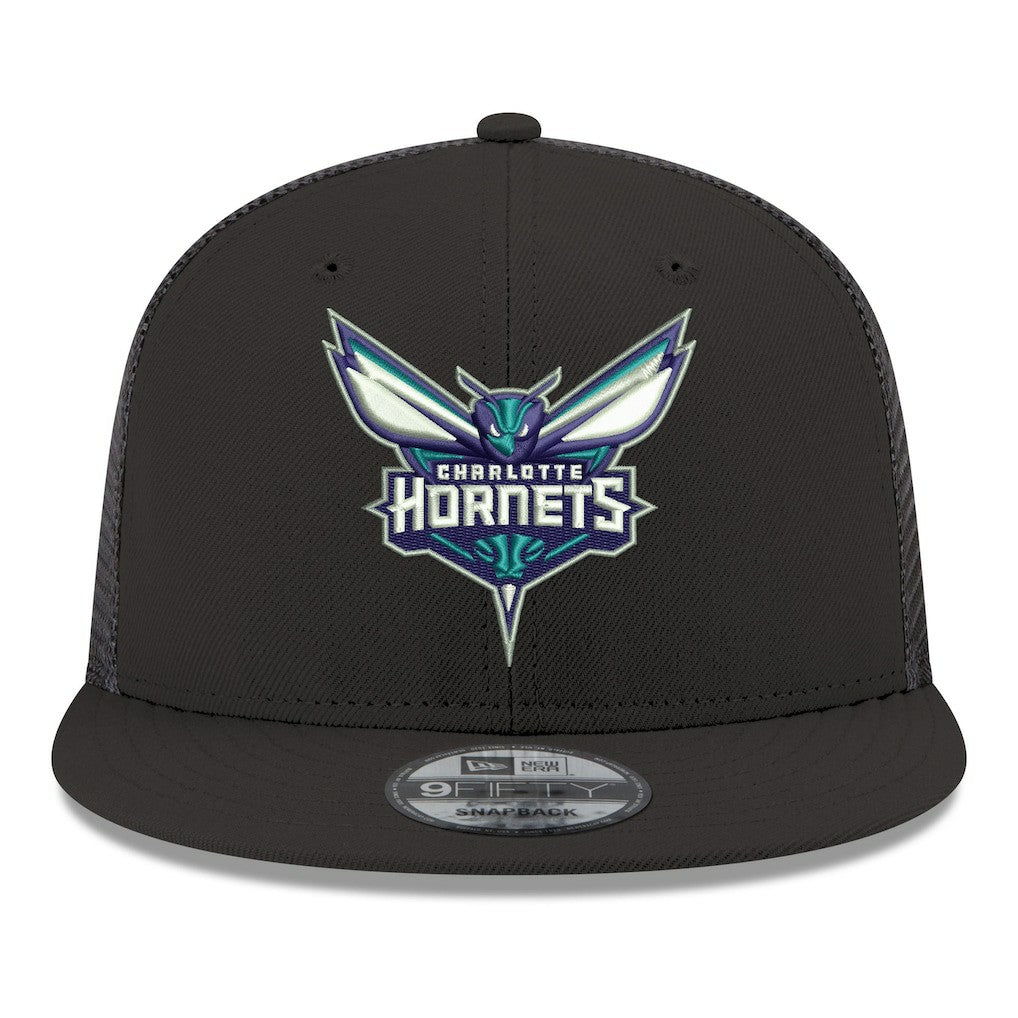 Charlotte Hornets Core Logo Meshback 9FIFTY Snapback Hat Black | New Era for sale