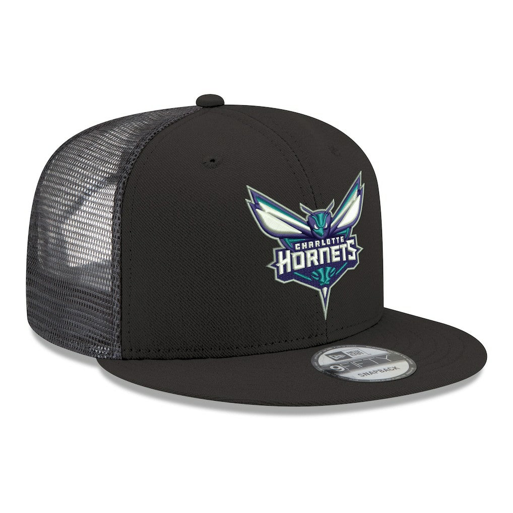 Charlotte Hornets Core Logo Meshback 9FIFTY Snapback Hat Black | New Era for sale